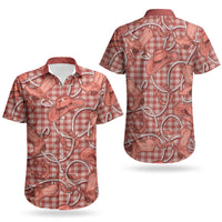Red Hawaii Palaka Cowboy Couples Matching Short Sleeve Bodycon Dress and Hawaiian Shirt Hawaiian Paniolo Festival Spirit LT19 - Polynesian Pride