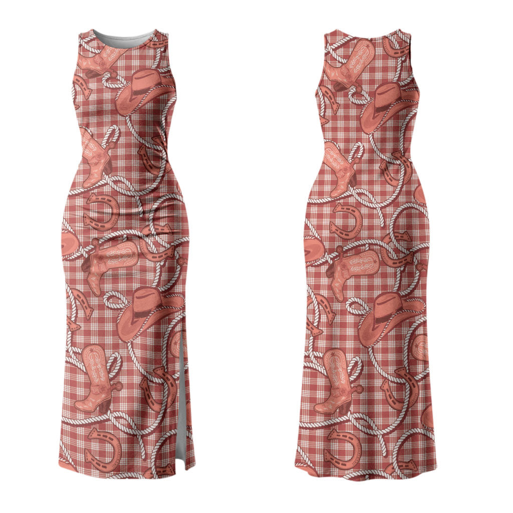 Red Hawaii Palaka Cowboy Couples Matching Tank Maxi Dress and Hawaiian Shirt Hawaiian Paniolo Festival Spirit LT19 - Polynesian Pride