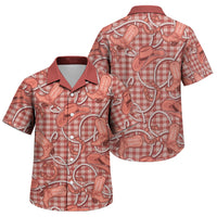 Red Hawaii Palaka Cowboy Family Matching Off Shoulder Short Dress and Hawaiian Shirt Hawaiian Paniolo Festival Spirit LT19 Son's Shirt Red - Polynesian Pride