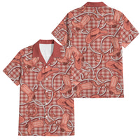 Red Hawaii Palaka Cowboy Family Matching Puletasi and Hawaiian Shirt Hawaiian Paniolo Festival Spirit LT19 Dad's Shirt - Short Sleeve Red - Polynesian Pride