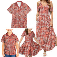 Red Hawaii Palaka Cowboy Family Matching Summer Maxi Dress and Hawaiian Shirt Hawaiian Paniolo Festival Spirit LT19 - Polynesian Pride