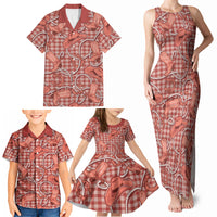 Red Hawaii Palaka Cowboy Family Matching Tank Maxi Dress and Hawaiian Shirt Hawaiian Paniolo Festival Spirit LT19 - Polynesian Pride