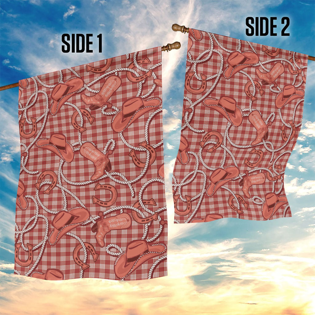 Red Hawaii Palaka Cowboy Garden Flag Hawaiian Paniolo Festival Spirit LT19 - Polynesian Pride