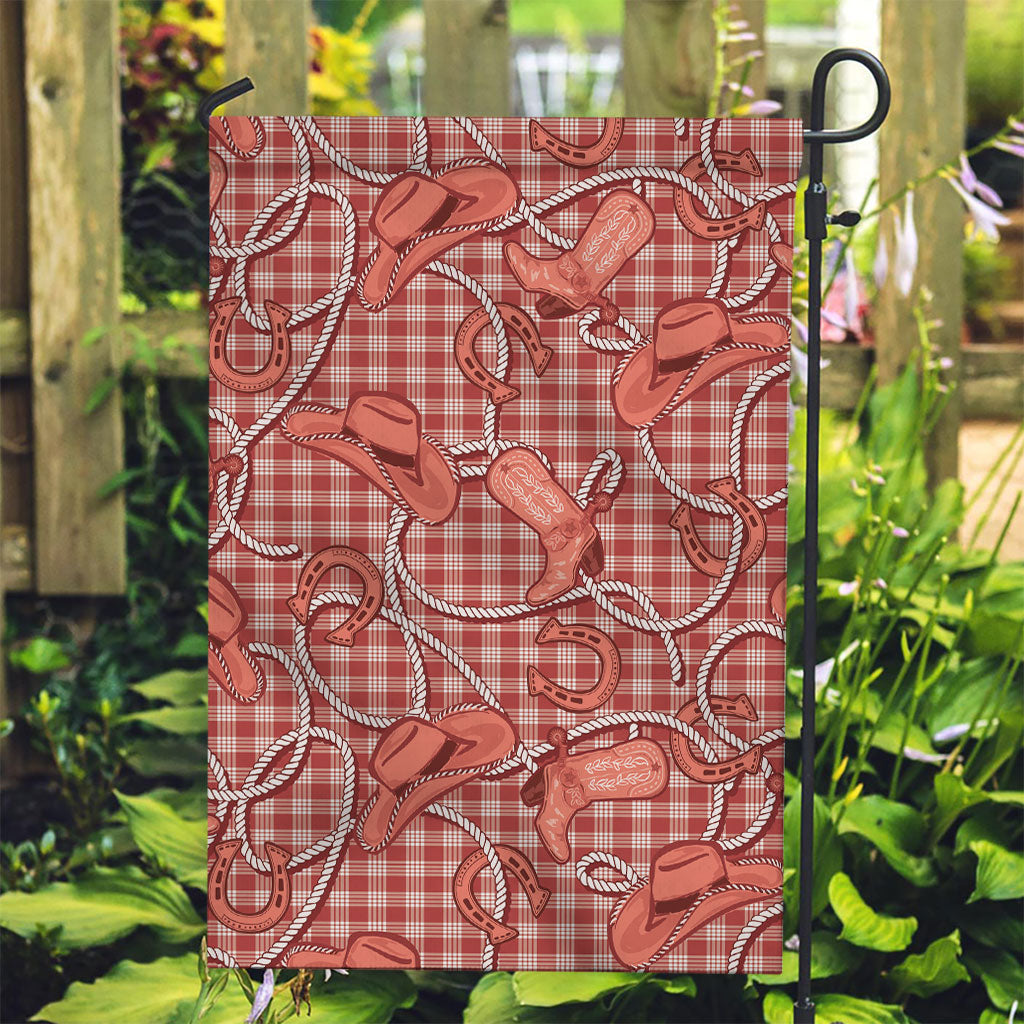 Red Hawaii Palaka Cowboy Garden Flag Hawaiian Paniolo Festival Spirit LT19 Garden Flag Red - Polynesian Pride