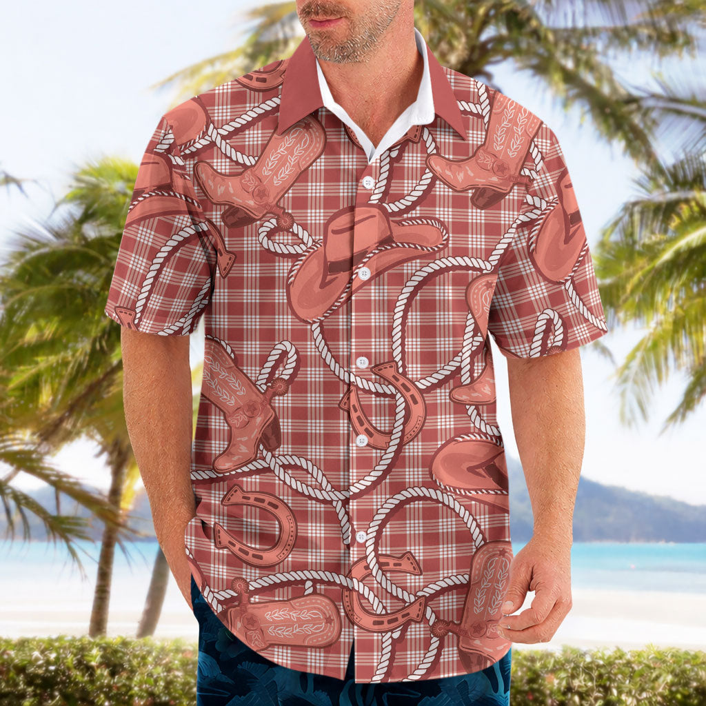 Red Hawaii Palaka Cowboy Hawaiian Shirt Hawaiian Paniolo Festival Spirit LT19 - Polynesian Pride