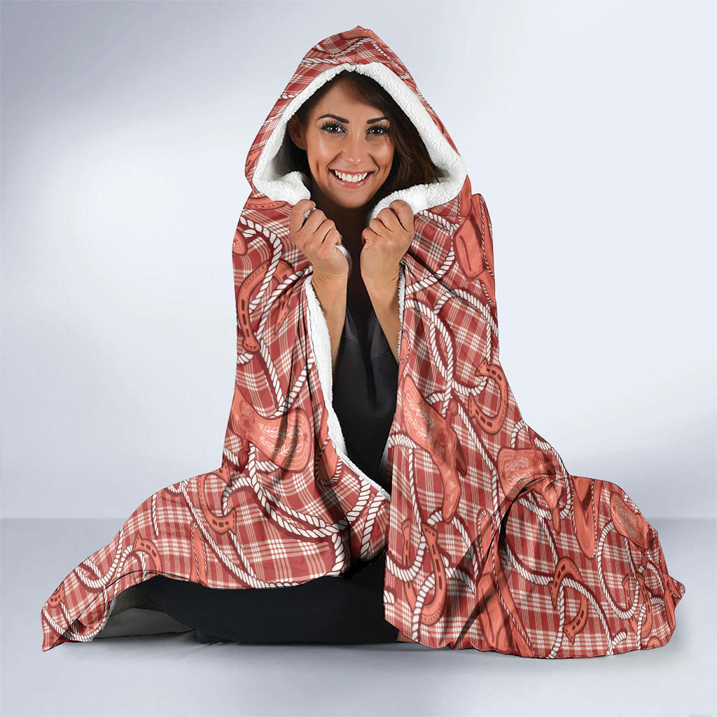 Red Hawaii Palaka Cowboy Hooded Blanket Hawaiian Paniolo Festival Spirit LT19 - Polynesian Pride