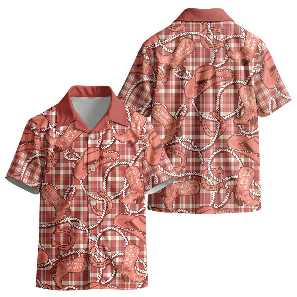 Red Hawaii Palaka Cowboy Kid Hawaiian Shirt Hawaiian Paniolo Festival Spirit LT19 - Polynesian Pride