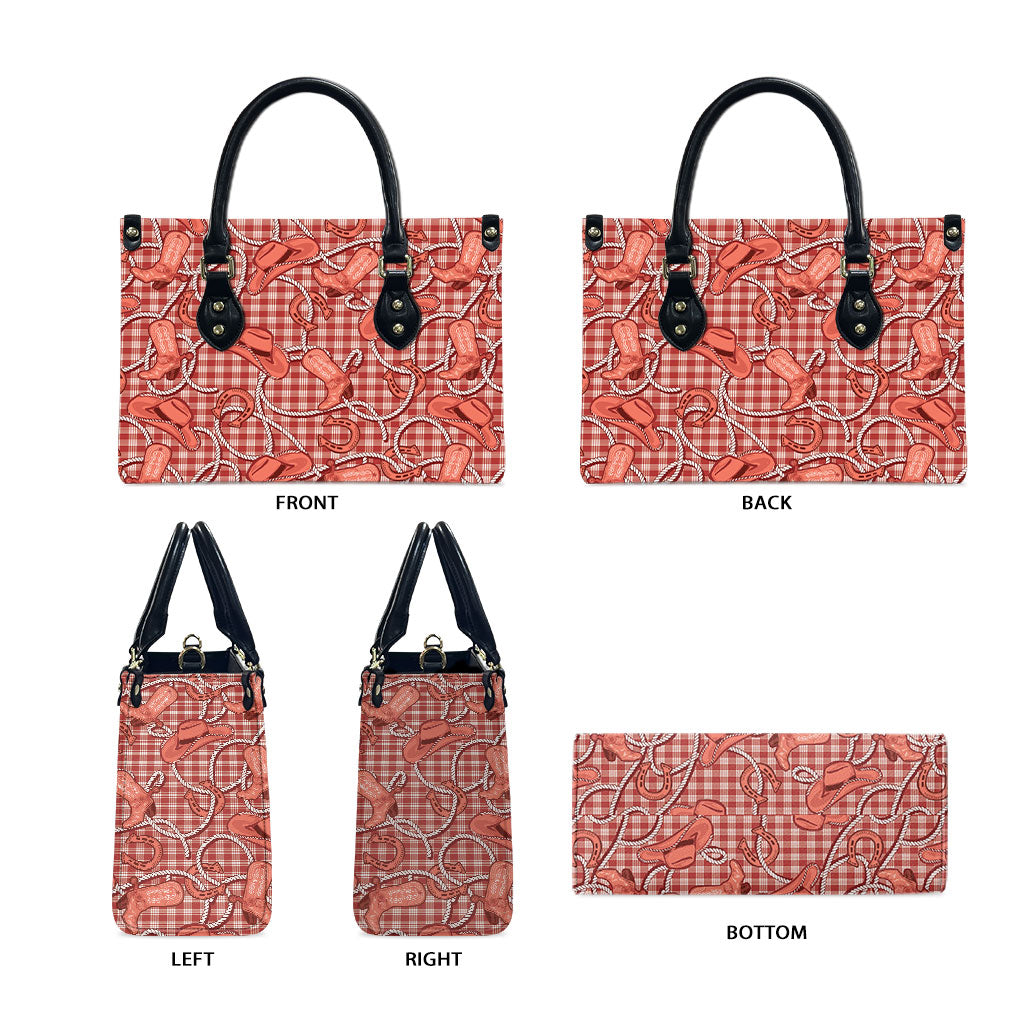 Red Hawaii Palaka Cowboy Leather Bag Hawaiian Paniolo Festival Spirit LT19 - Polynesian Pride
