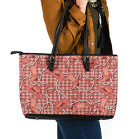 Red Hawaii Palaka Cowboy Leather Tote Bag Hawaiian Paniolo Festival Spirit LT19 - Polynesian Pride