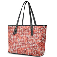 Red Hawaii Palaka Cowboy Leather Tote Bag Hawaiian Paniolo Festival Spirit LT19 - Polynesian Pride
