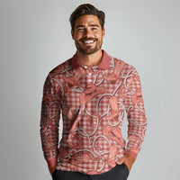 Red Hawaii Palaka Cowboy Long Sleeve Polo Shirt Hawaiian Paniolo Festival Spirit LT19 - Polynesian Pride
