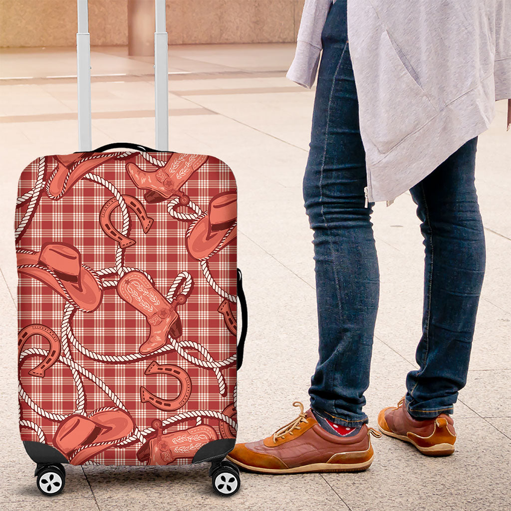 Red Hawaii Palaka Cowboy Luggage Cover Hawaiian Paniolo Festival Spirit LT19 Red - Polynesian Pride