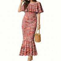 Red Hawaii Palaka Cowboy Mermaid Dress Hawaiian Paniolo Festival Spirit LT19 Women Red - Polynesian Pride