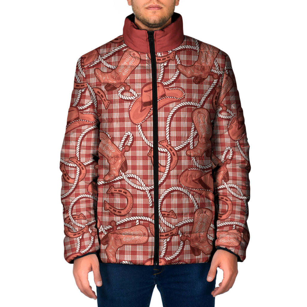 Red Hawaii Palaka Cowboy Padded Jacket Hawaiian Paniolo Festival Spirit LT19 Men Red - Polynesian Pride
