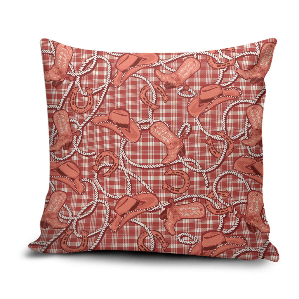 Red Hawaii Palaka Cowboy Pillow Cover Hawaiian Paniolo Festival Spirit LT19 Red - Polynesian Pride