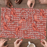 Red Hawaii Palaka Cowboy Puzzle Hawaiian Paniolo Festival Spirit LT19 - Polynesian Pride