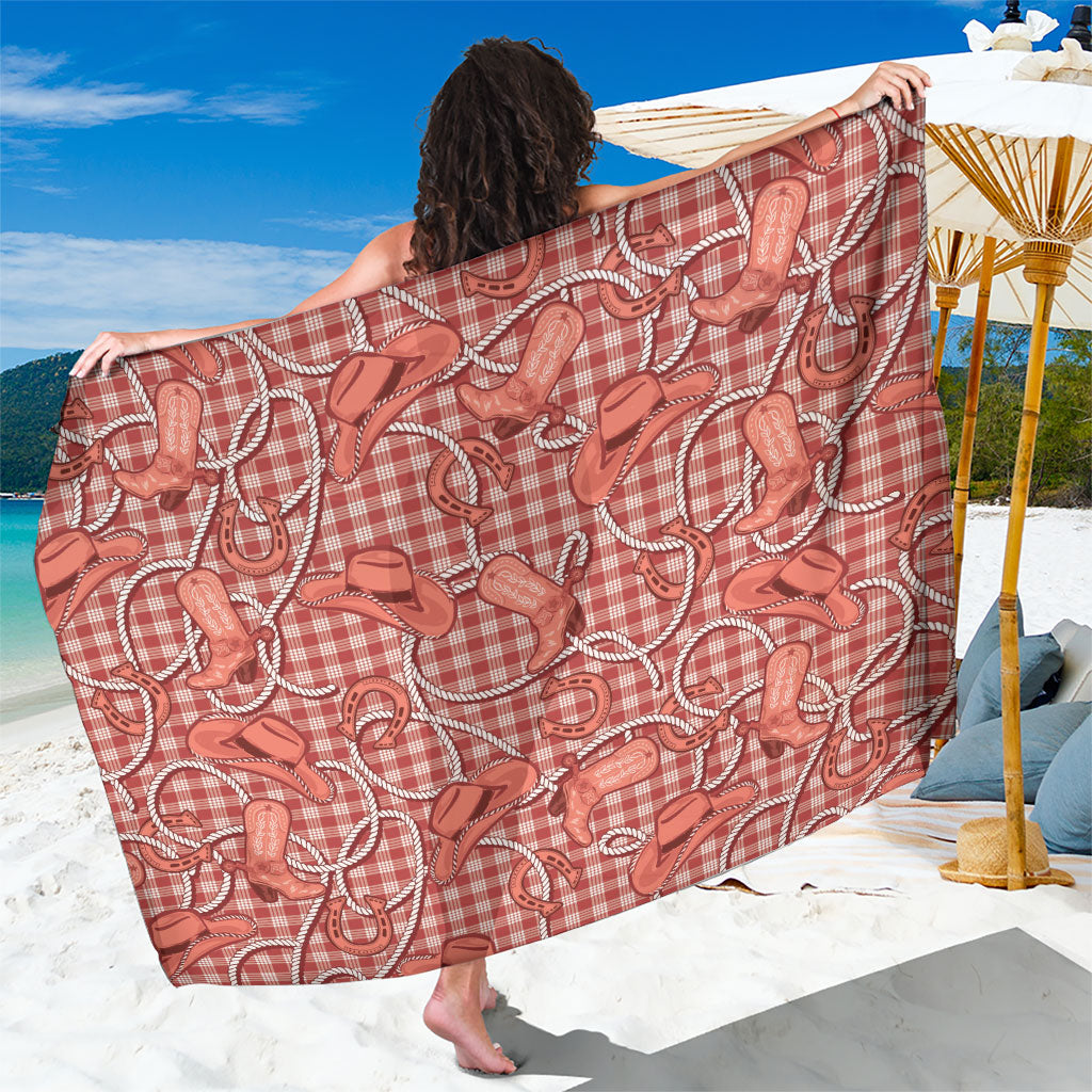 Red Hawaii Palaka Cowboy Sarong Hawaiian Paniolo Festival Spirit LT19 One Size 44 x 66 inches Red - Polynesian Pride