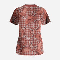 Red Hawaii Palaka Cowboy Scrub Top Hawaiian Paniolo Festival Spirit LT19 - Polynesian Pride