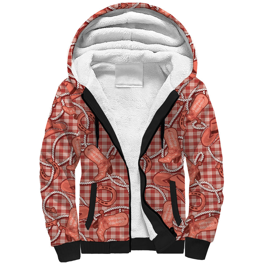 Red Hawaii Palaka Cowboy Sherpa Hoodie Hawaiian Paniolo Festival Spirit LT19 Unisex Red - Polynesian Pride
