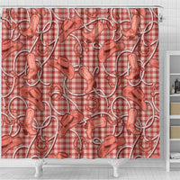 Red Hawaii Palaka Cowboy Shower Curtain Hawaiian Paniolo Festival Spirit LT19 - Polynesian Pride
