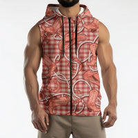 Red Hawaii Palaka Cowboy Sleeveless Zip Hoodie Hawaiian Paniolo Festival Spirit LT19 - Polynesian Pride