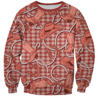 Red Hawaii Palaka Cowboy Sweatshirt Hawaiian Paniolo Festival Spirit LT19 Unisex Red - Polynesian Pride