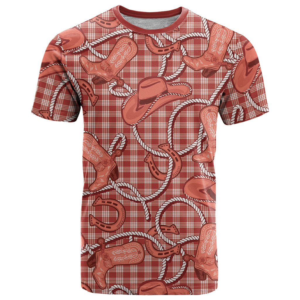 Red Hawaii Palaka Cowboy T Shirt Hawaiian Paniolo Festival Spirit LT19 Red - Polynesian Pride