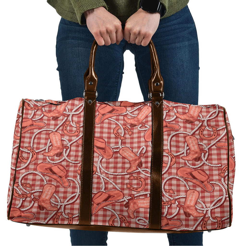 Red Hawaii Palaka Cowboy Travel Bag Hawaiian Paniolo Festival Spirit LT19 Red - Polynesian Pride