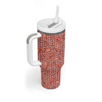 Red Hawaii Palaka Cowboy Tumbler With Handle Hawaiian Paniolo Festival Spirit LT19 - Polynesian Pride