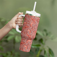 Red Hawaii Palaka Cowboy Tumbler With Handle Hawaiian Paniolo Festival Spirit LT19 - Polynesian Pride