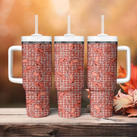 Red Hawaii Palaka Cowboy Tumbler With Handle Hawaiian Paniolo Festival Spirit LT19 - Polynesian Pride