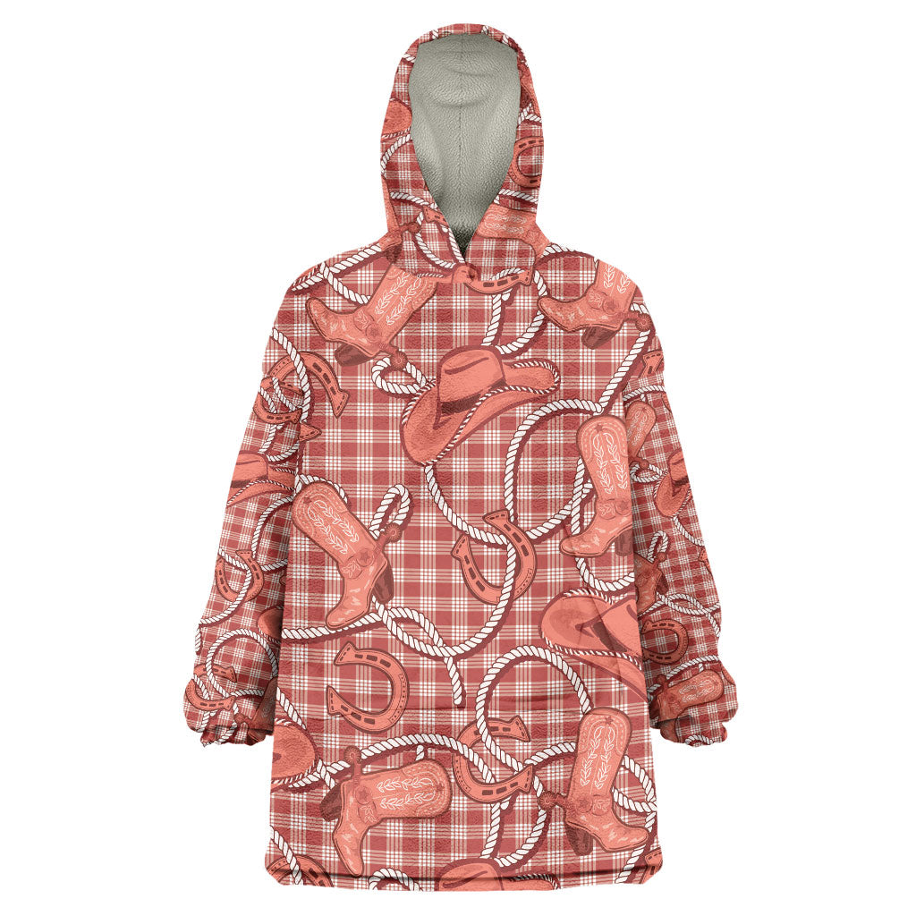 Red Hawaii Palaka Cowboy Wearable Blanket Hoodie Hawaiian Paniolo Festival Spirit LT19 One Size Red - Polynesian Pride