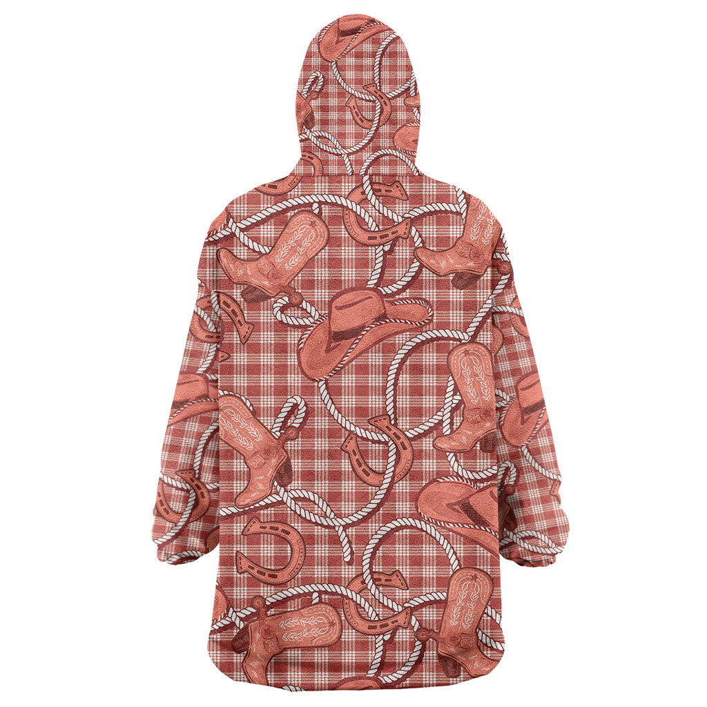 Red Hawaii Palaka Cowboy Wearable Blanket Hoodie Hawaiian Paniolo Festival Spirit LT19 - Polynesian Pride