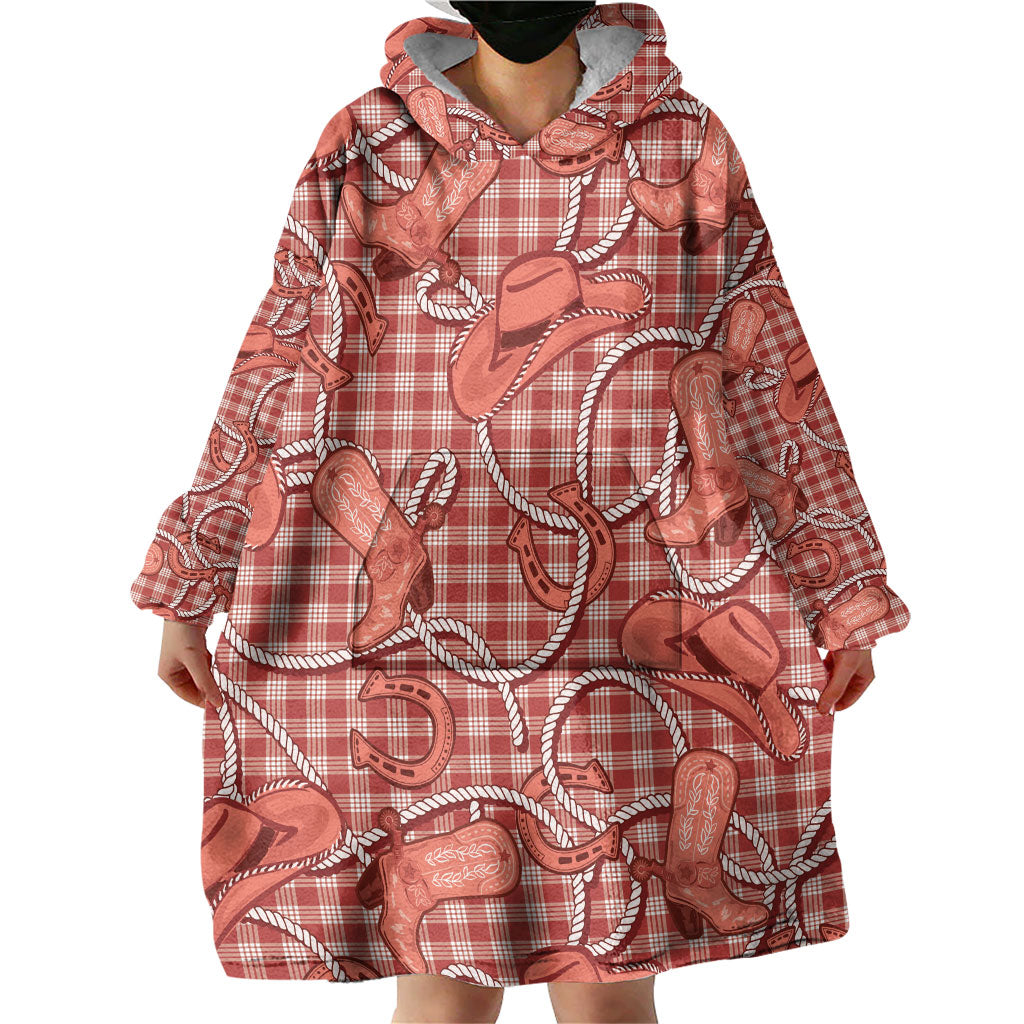 Red Hawaii Palaka Cowboy Wearable Blanket Hoodie Hawaiian Paniolo Festival Spirit LT19 - Polynesian Pride