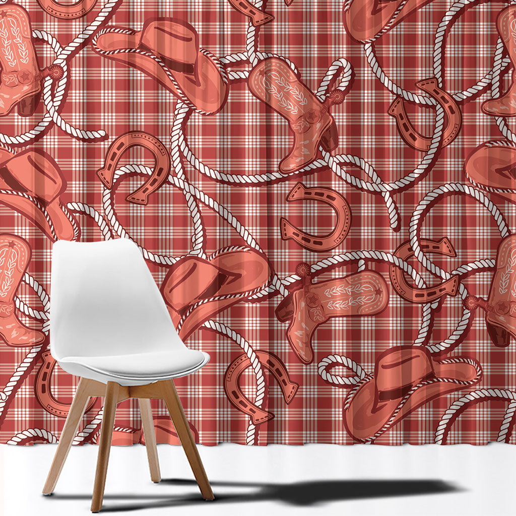 Red Hawaii Palaka Cowboy Window Curtain Hawaiian Paniolo Festival Spirit LT19 - Polynesian Pride