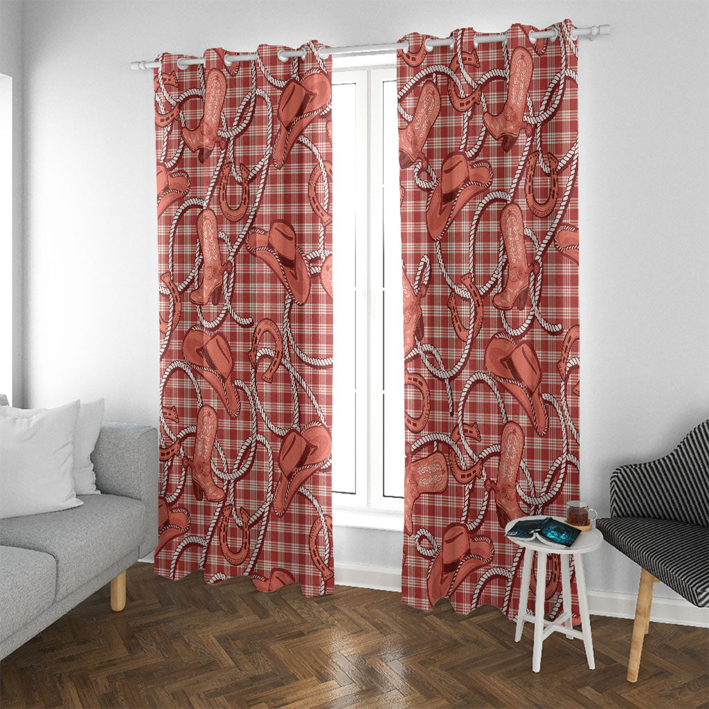 Red Hawaii Palaka Cowboy Window Curtain Hawaiian Paniolo Festival Spirit LT19 With Grommets Red - Polynesian Pride