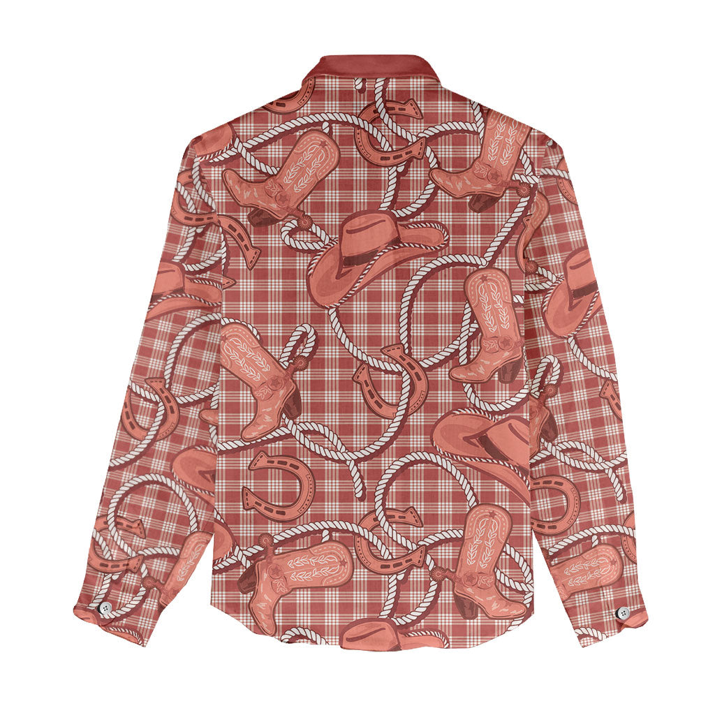 Red Hawaii Palaka Cowboy Women Casual Shirt Hawaiian Paniolo Festival Spirit LT19 - Polynesian Pride