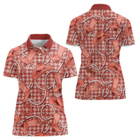 Red Hawaii Palaka Cowboy Women Polo Shirt Hawaiian Paniolo Festival Spirit LT19 - Polynesian Pride