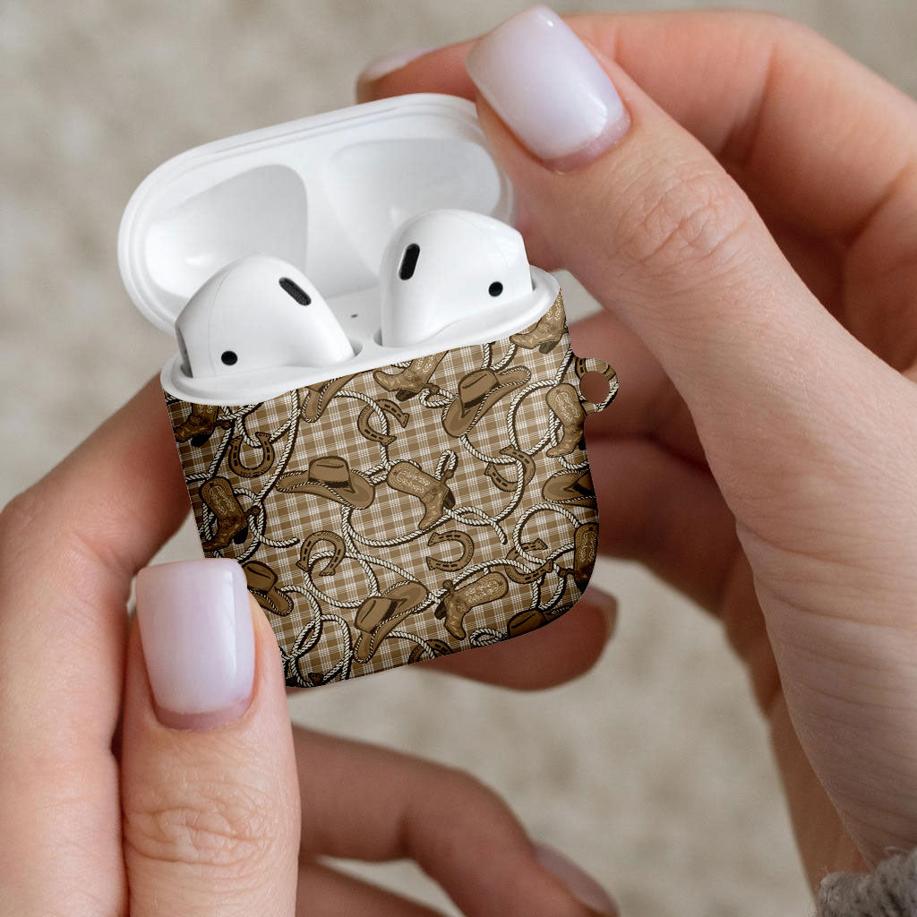 Beige Hawaii Palaka Cowboy AirPods Case Hawaiian Paniolo Festival Spirit LT19 - Polynesian Pride
