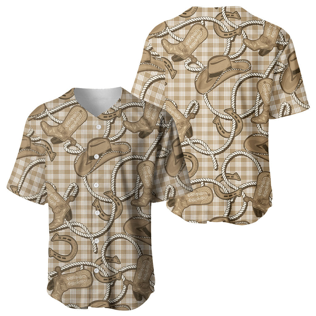 Beige Hawaii Palaka Cowboy Baseball Jersey Hawaiian Paniolo Festival Spirit LT19 - Polynesian Pride