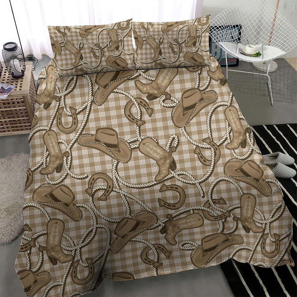 Beige Hawaii Palaka Cowboy Bedding Set Hawaiian Paniolo Festival Spirit LT19 - Polynesian Pride