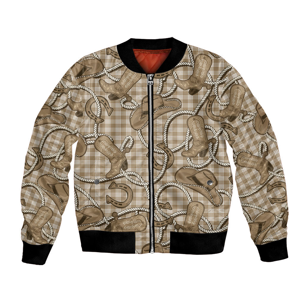 Beige Hawaii Palaka Cowboy Bomber Jacket Hawaiian Paniolo Festival Spirit LT19 Unisex Beige - Polynesian Pride
