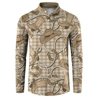 Beige Hawaii Palaka Cowboy Button Sweatshirt Hawaiian Paniolo Festival Spirit LT19 Beige - Polynesian Pride