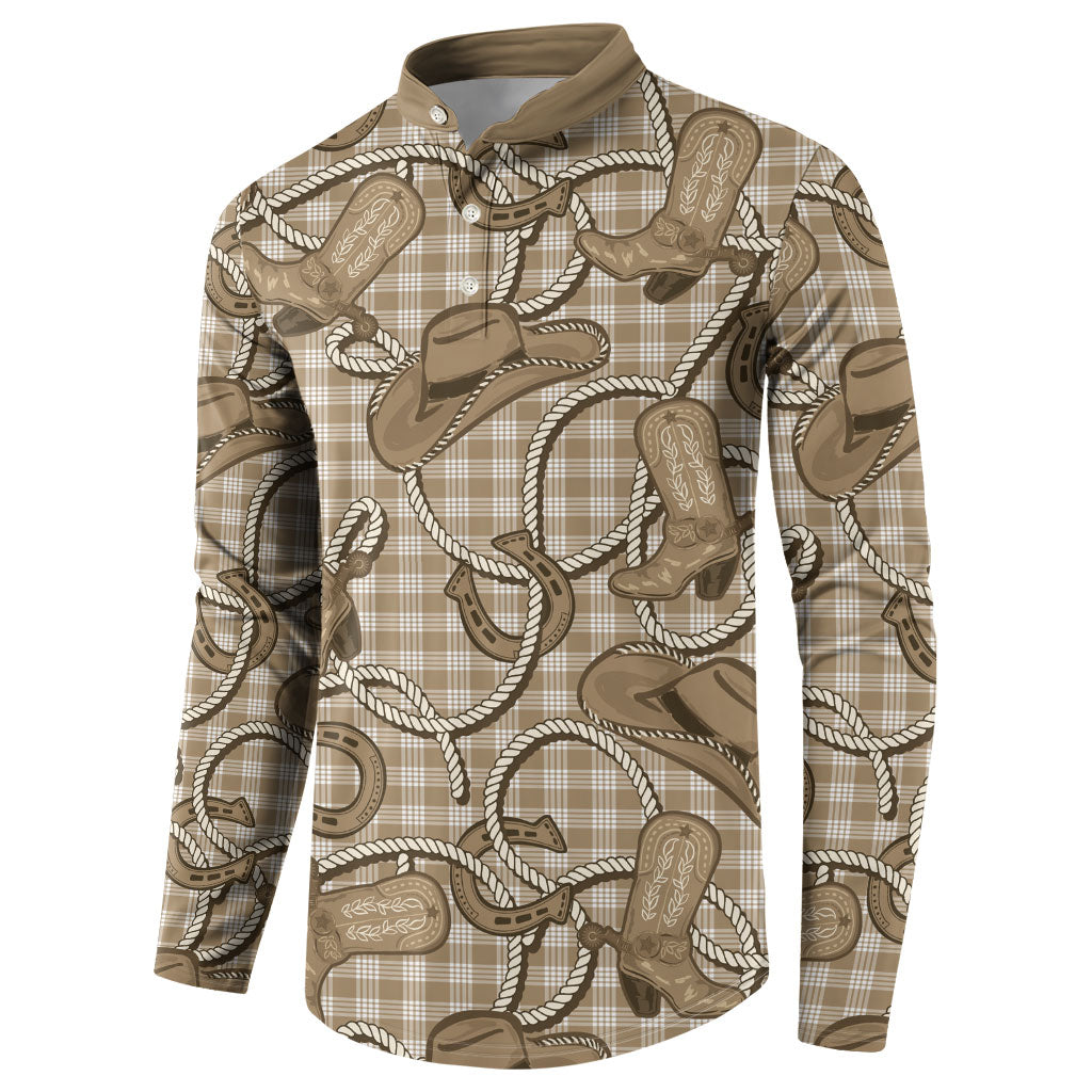 Beige Hawaii Palaka Cowboy Button Sweatshirt Hawaiian Paniolo Festival Spirit LT19 - Polynesian Pride