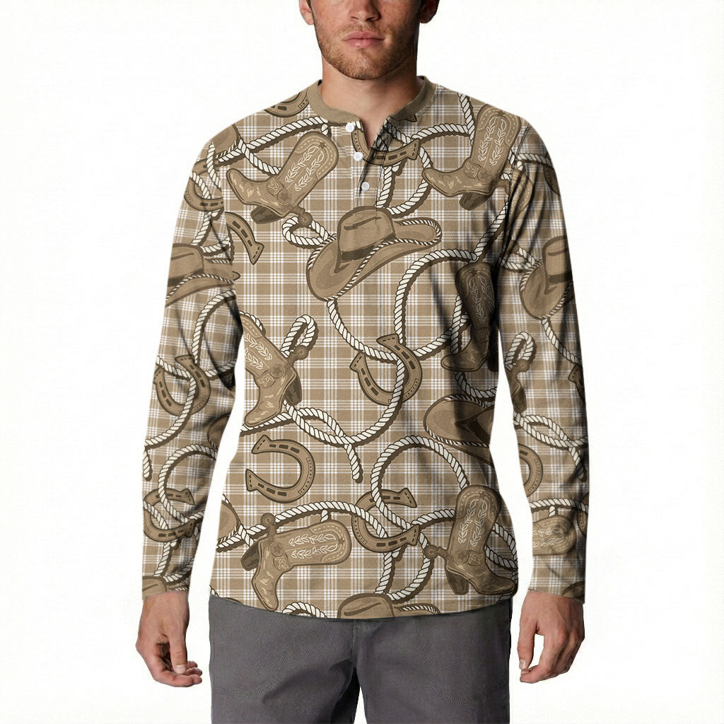 Beige Hawaii Palaka Cowboy Button Sweatshirt Hawaiian Paniolo Festival Spirit LT19 - Polynesian Pride