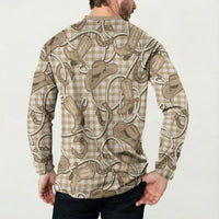 Beige Hawaii Palaka Cowboy Button Sweatshirt Hawaiian Paniolo Festival Spirit LT19 - Polynesian Pride
