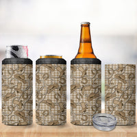 Beige Hawaii Palaka Cowboy 4 in 1 Can Cooler Tumbler Hawaiian Paniolo Festival Spirit LT19 - Polynesian Pride