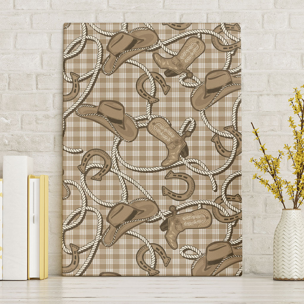 Beige Hawaii Palaka Cowboy Canvas Wall Art Hawaiian Paniolo Festival Spirit LT19 Without Frame Beige - Polynesian Pride