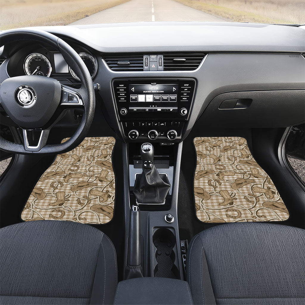 Beige Hawaii Palaka Cowboy Car Mats Hawaiian Paniolo Festival Spirit LT19 Set 2pcs - Front Beige - Polynesian Pride