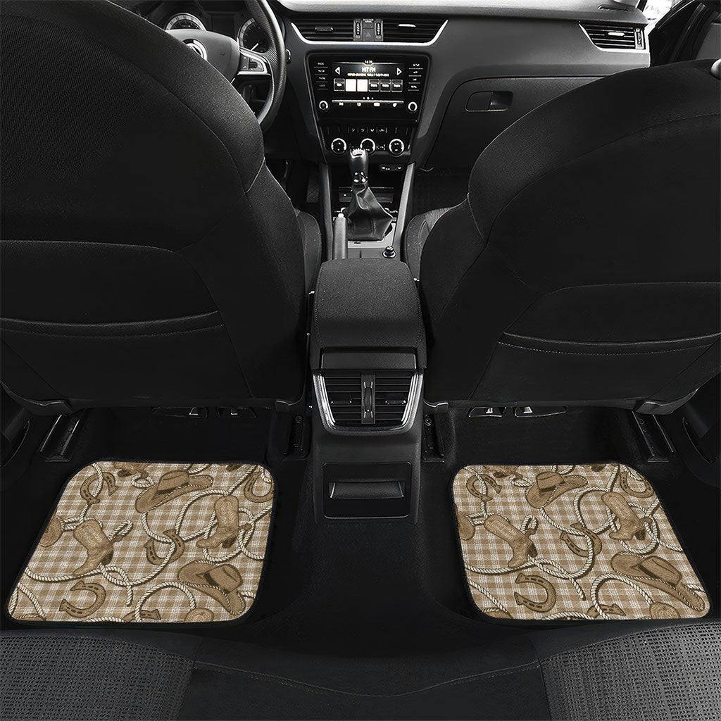 Beige Hawaii Palaka Cowboy Car Mats Hawaiian Paniolo Festival Spirit LT19 Set 2pcs - Back Beige - Polynesian Pride